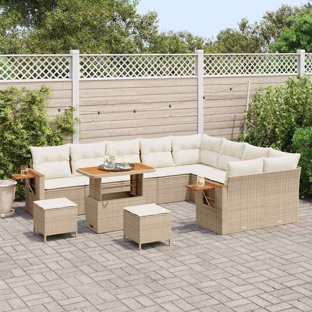 Havesofa Sæt 13 stk. 9-Antal sæder Beige og creme polyrattan