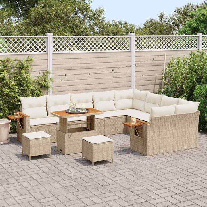 Havesofa Sæt 13 stk. 9-Antal sæder Beige og creme polyrattan