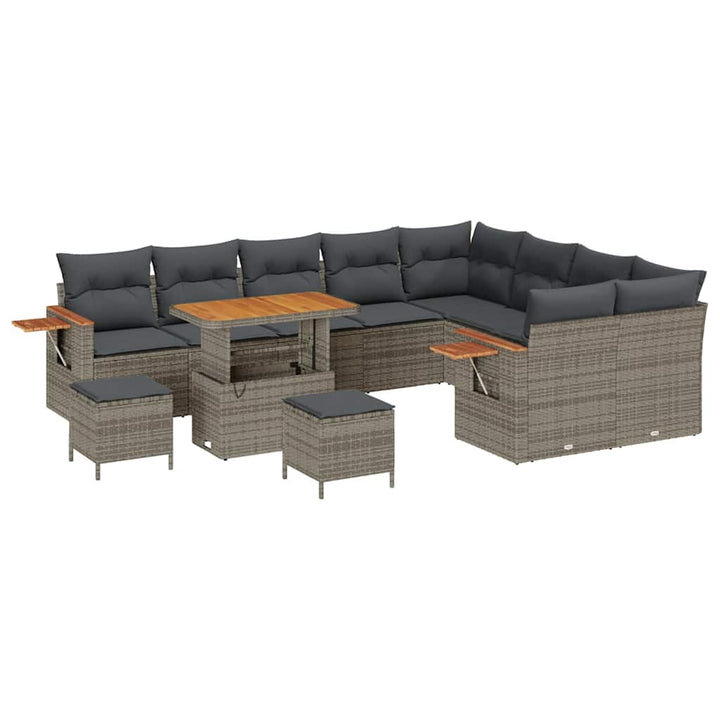 Havesofa Sæt med pude 13 pcs Grå polyrattan
