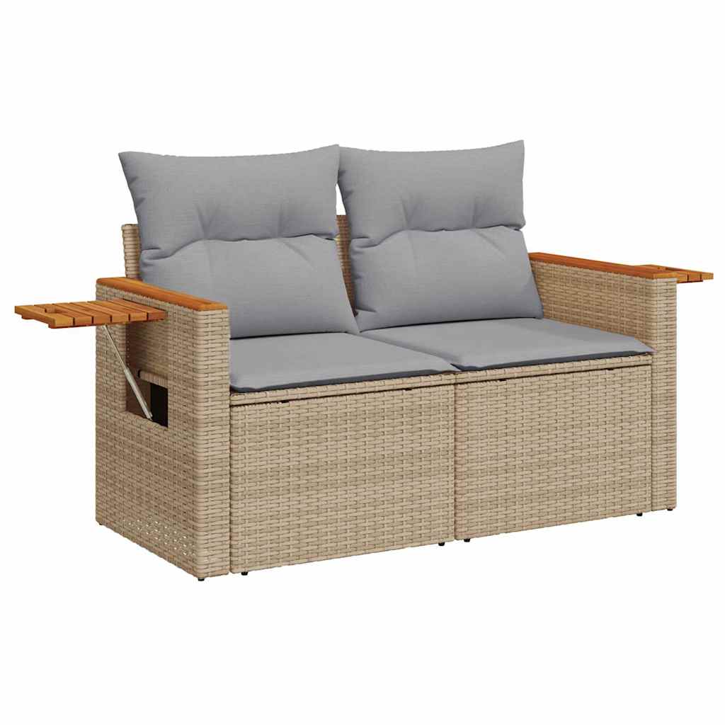 Havesofa Sæt med pude 17 pcs Beige og lys grå polyrattan