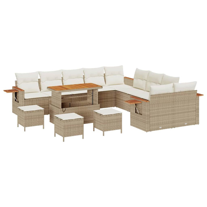 Havesofa Sæt med pude 18 pcs Beige og creme polyrattan