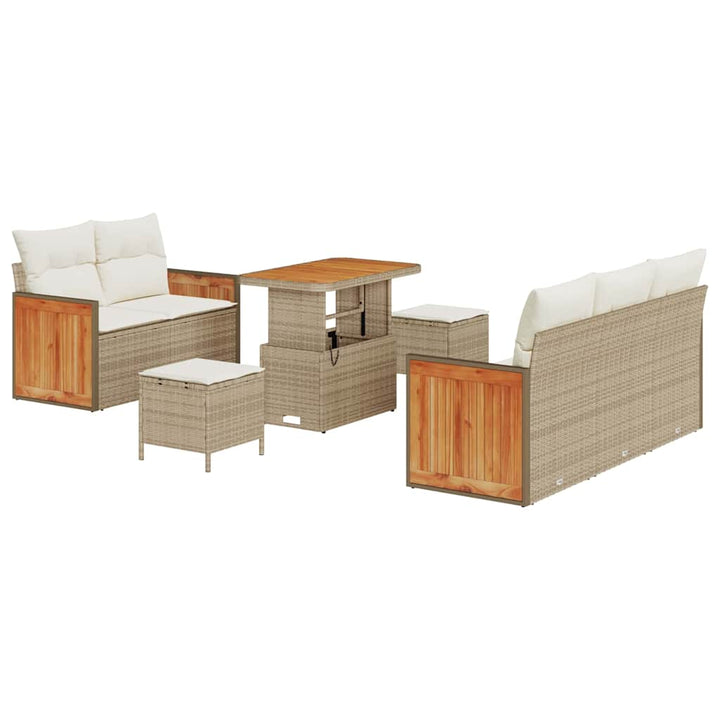 Havesofa Sæt 10 stk. 7-Antal sæder Beige og creme polyrattan