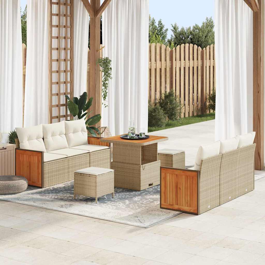 Havesofa Sæt 11 stk. 8-Antal sæder Beige og creme polyrattan