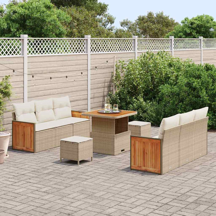 Havesofa Sæt 11 stk. 8-Antal sæder Beige og creme polyrattan