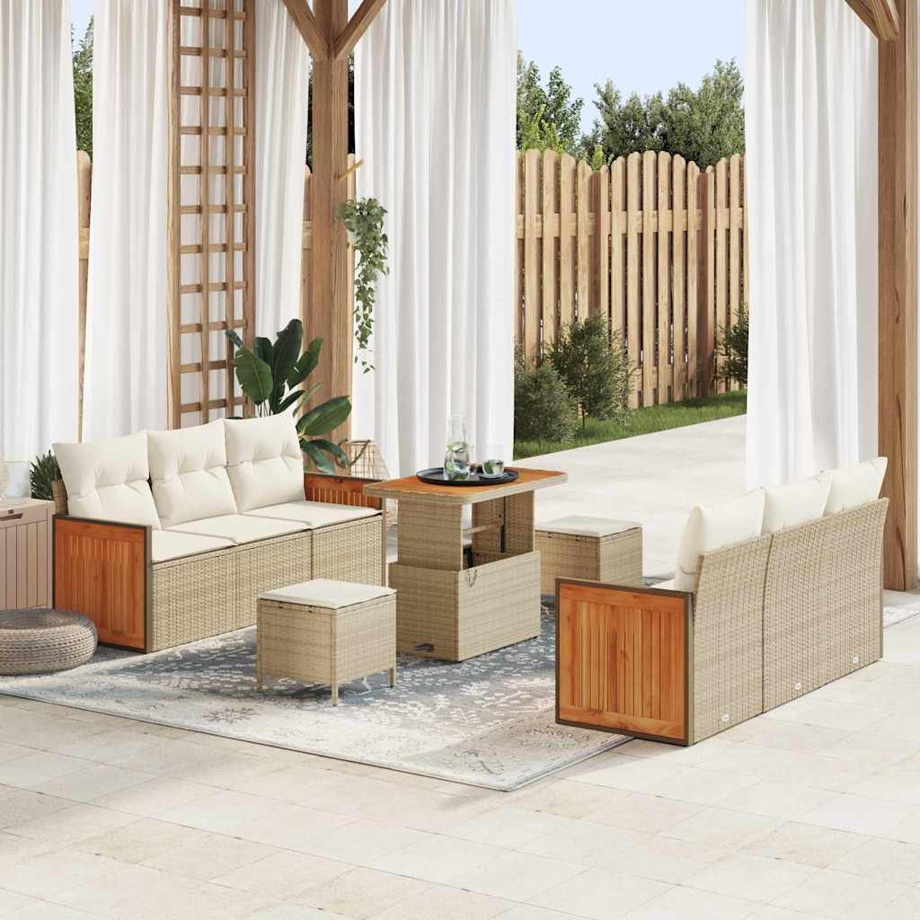 Havesofa Sæt 11 stk. 8-Antal sæder Beige og creme polyrattan