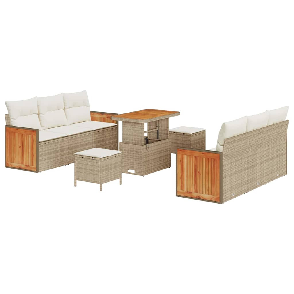 Havesofa Sæt 11 stk. 8-Antal sæder Beige og creme polyrattan