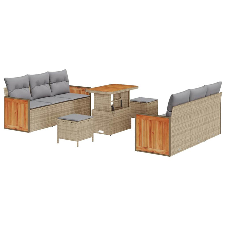 Havesofa Sæt med pude 11 pcs Beige og lys grå polyrattan
