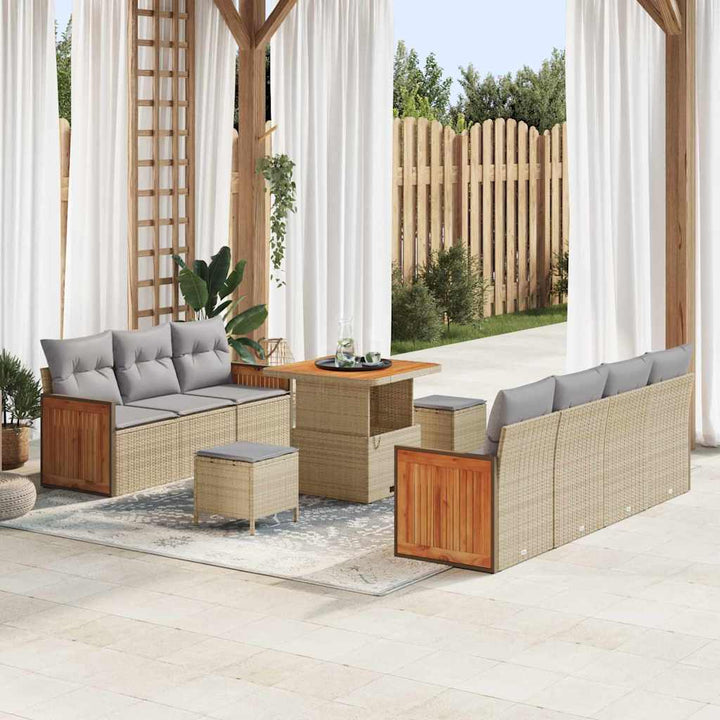 Havesofa Sæt med pude 13 pcs Beige og lys grå polyrattan