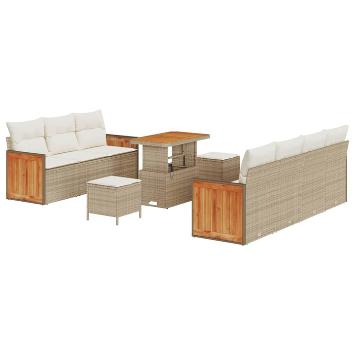 Havesofa Sæt med pude 13 pcs Beige og creme polyrattan