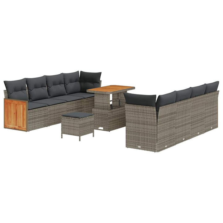 Havesofa Sæt med pude 12 pcs Grå polyrattan