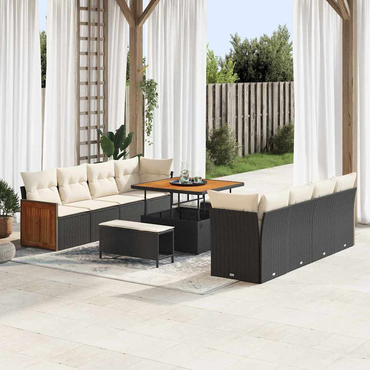 Havesofa Sæt Sort og Cream 231 x 224 x 85 cm polyrattan
