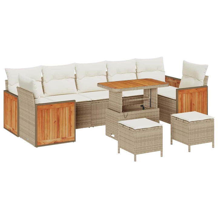 Havesofa Sæt med pude 13 pcs Beige og creme polyrattan