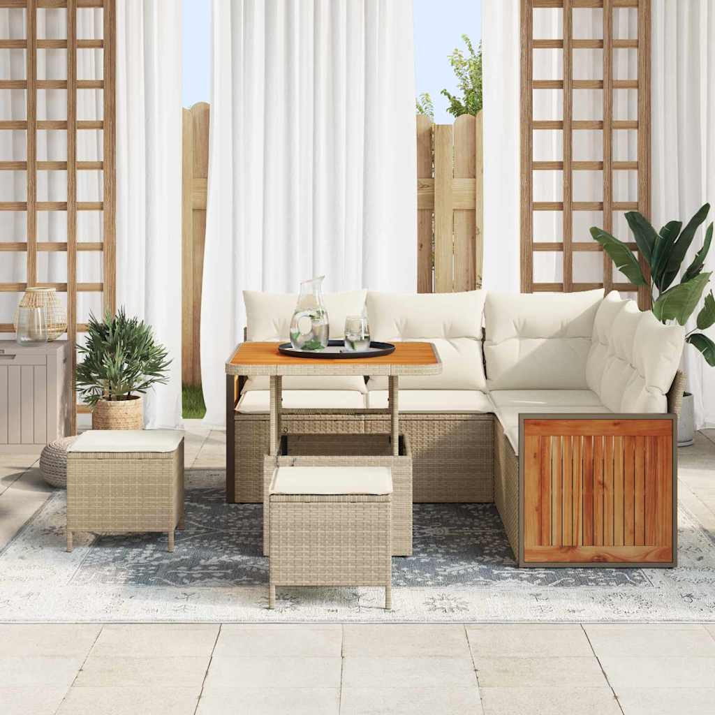 Havesofa Sæt 9 stk. 6-Antal sæder Beige og creme polyrattan