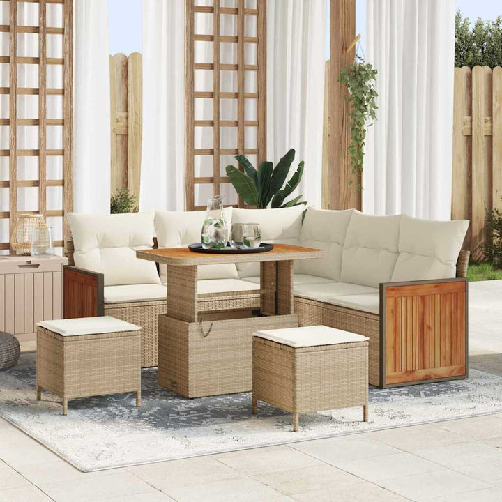Havesofa Sæt 9 stk. 6-Antal sæder Beige og creme polyrattan