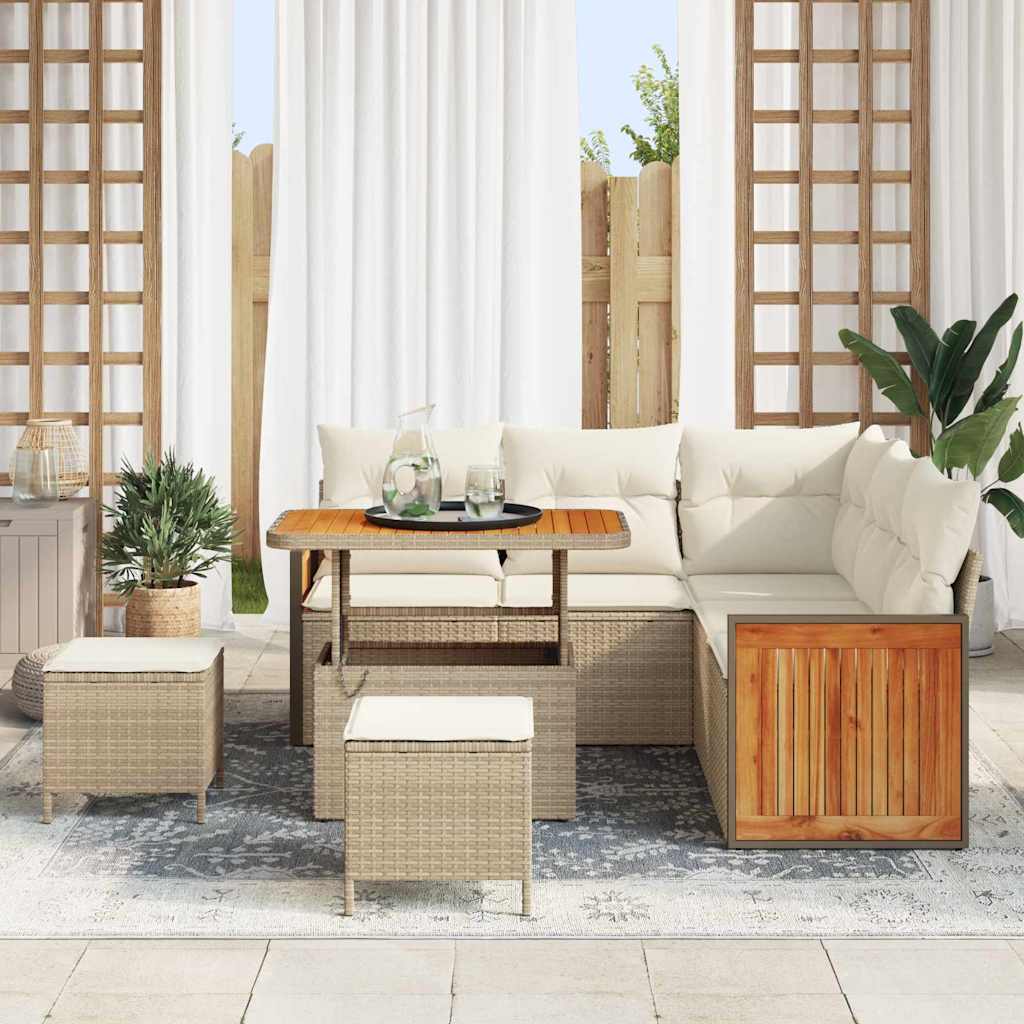 Havesofa Sæt 9 stk. 6-Antal sæder Beige og creme polyrattan