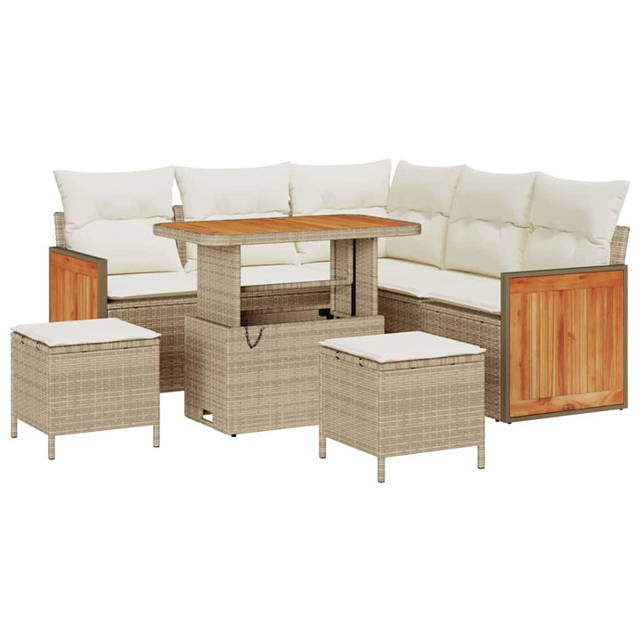 Havesofa Sæt 9 stk. 6-Antal sæder Beige og creme polyrattan