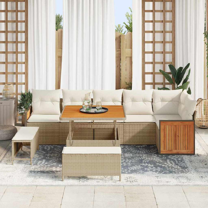 Havesofa Sæt med pude 11 pcs Beige og creme polyrattan