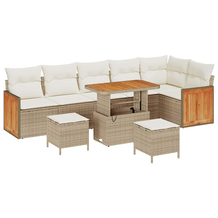 Havesofa Sæt med pude 11 pcs Beige og creme polyrattan