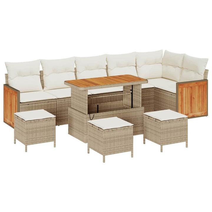 Havesofa Sæt med pude 12 pcs Beige og creme polyrattan