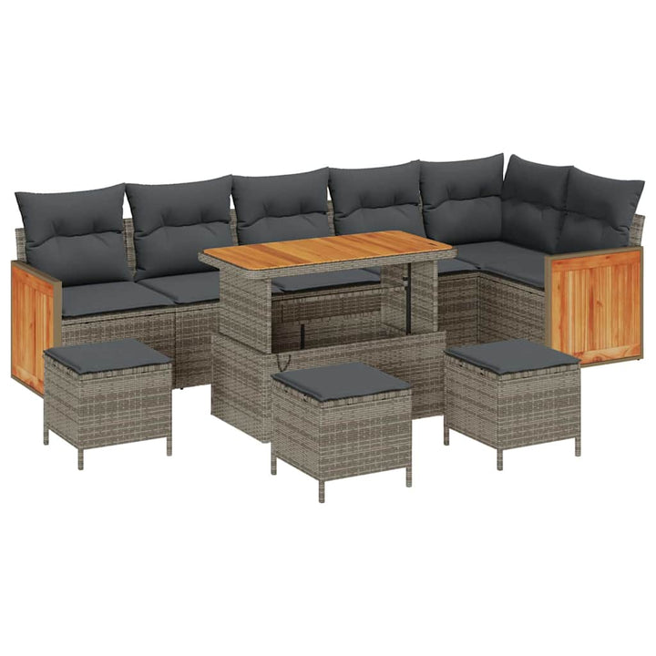 Havesofa Sæt med pude 12 pcs Grå polyrattan