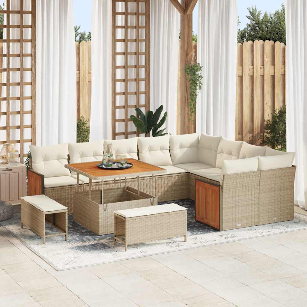 Havesofa Sæt 13 stk. 11-Antal sæder Beige og creme polyrattan