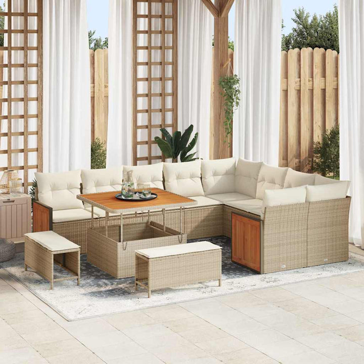 Havesofa Sæt 13 stk. 11-Antal sæder Beige og creme polyrattan