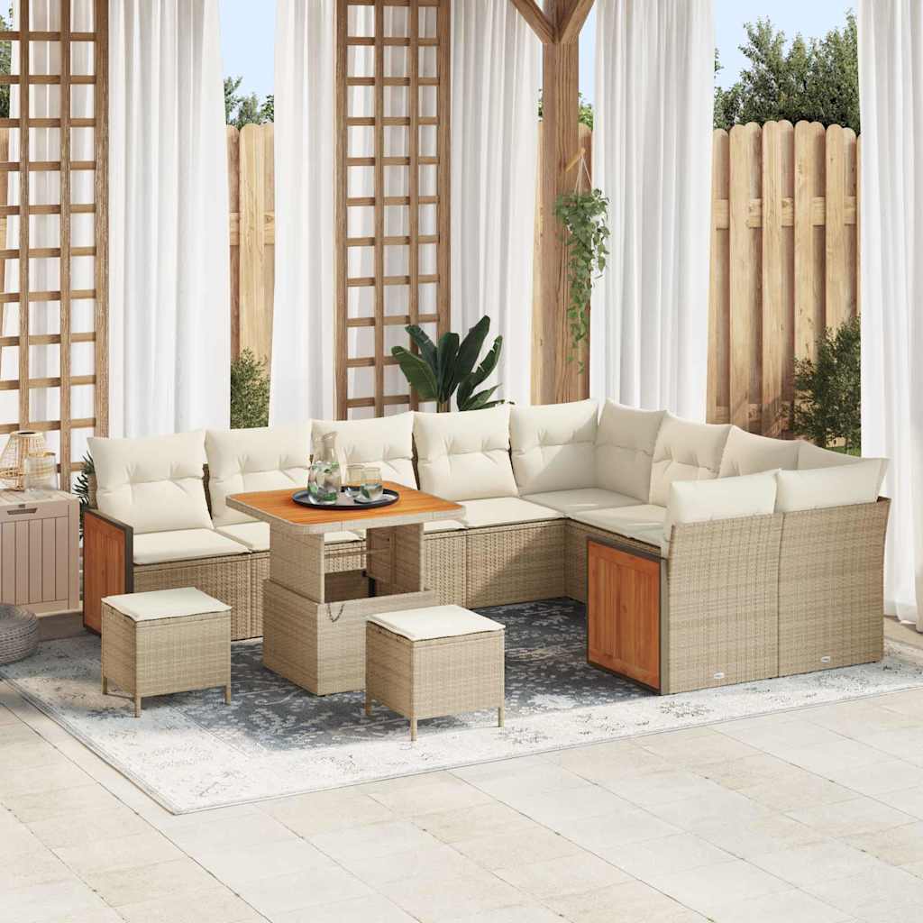 Havesofa Sæt 13 stk. 9-Antal sæder Beige og creme polyrattan