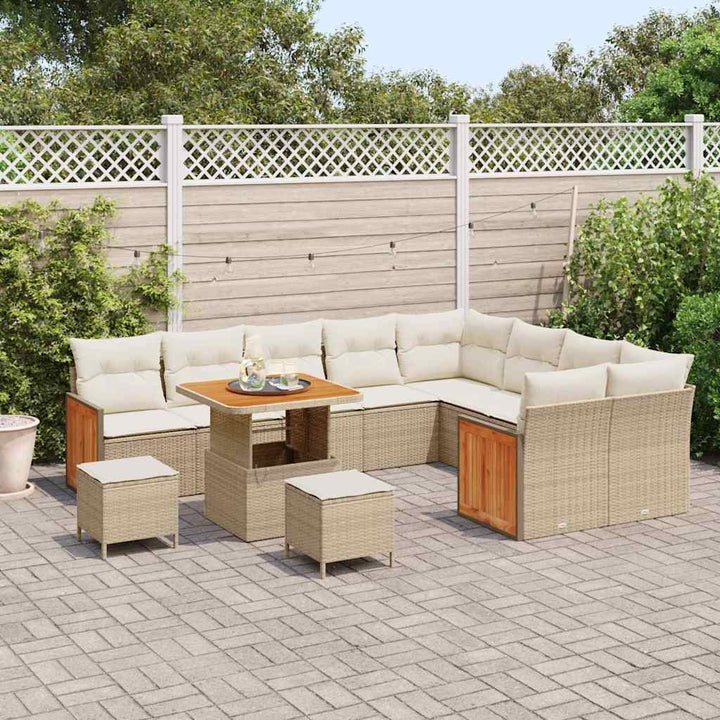 Havesofa Sæt 13 stk. 9-Antal sæder Beige og creme polyrattan