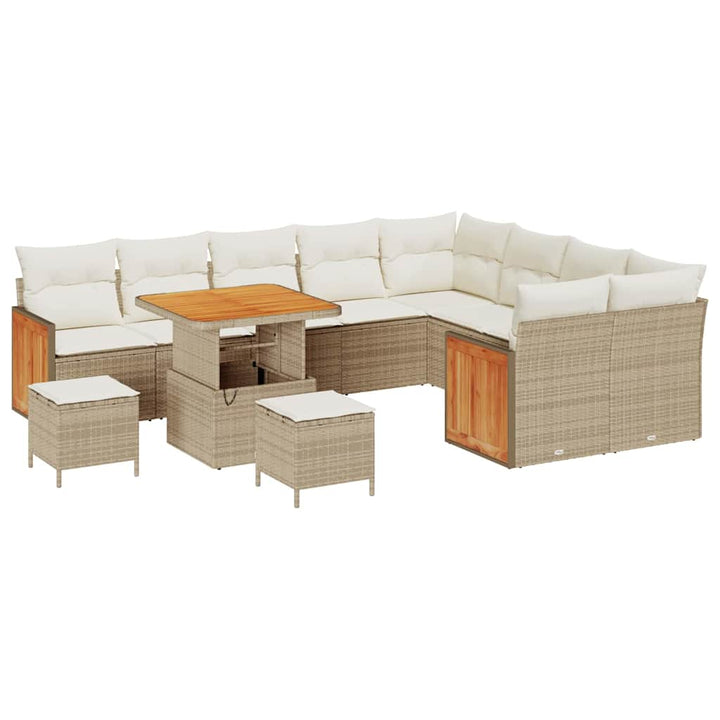 Havesofa Sæt 13 stk. 9-Antal sæder Beige og creme polyrattan