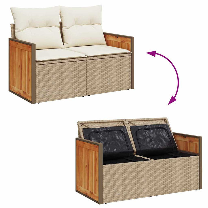 Havesofa Sæt 13 stk. 9-Antal sæder Beige og creme polyrattan