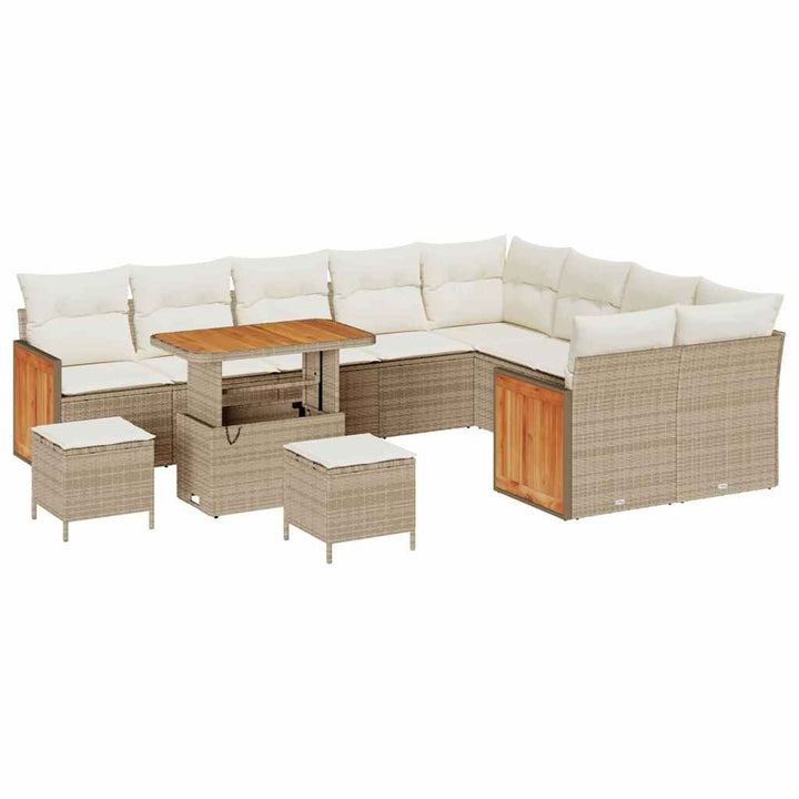Havesofa Sæt 13 stk. 9-Antal sæder Beige og creme polyrattan