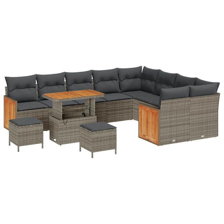 Havesofa Sæt med pude 13 pcs Grå polyrattan