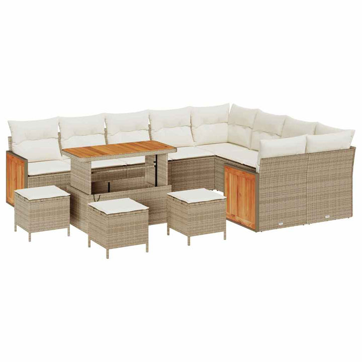 Havesofa Sæt 14 stk. 10-Antal sæder Beige og creme polyrattan