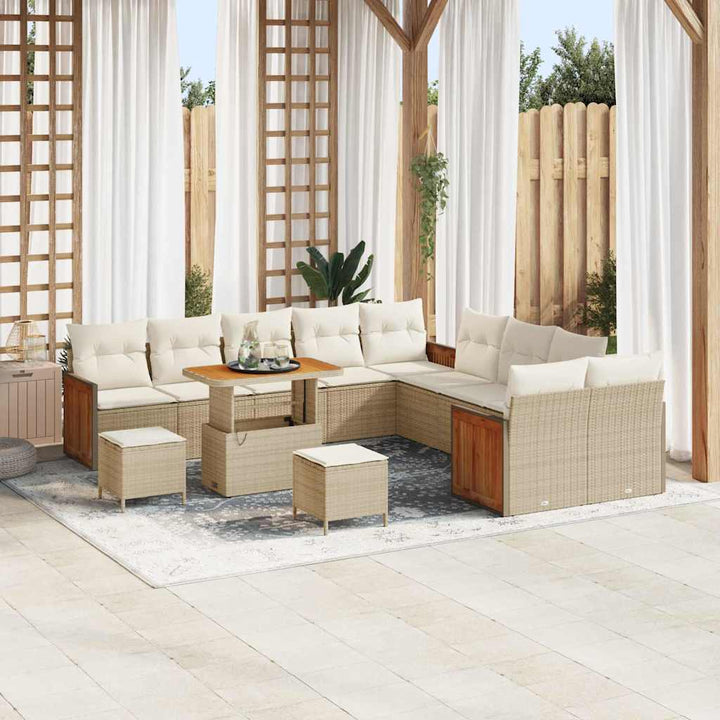 Havesofa Sæt 17 stk. 10-Antal sæder Beige og creme polyrattan