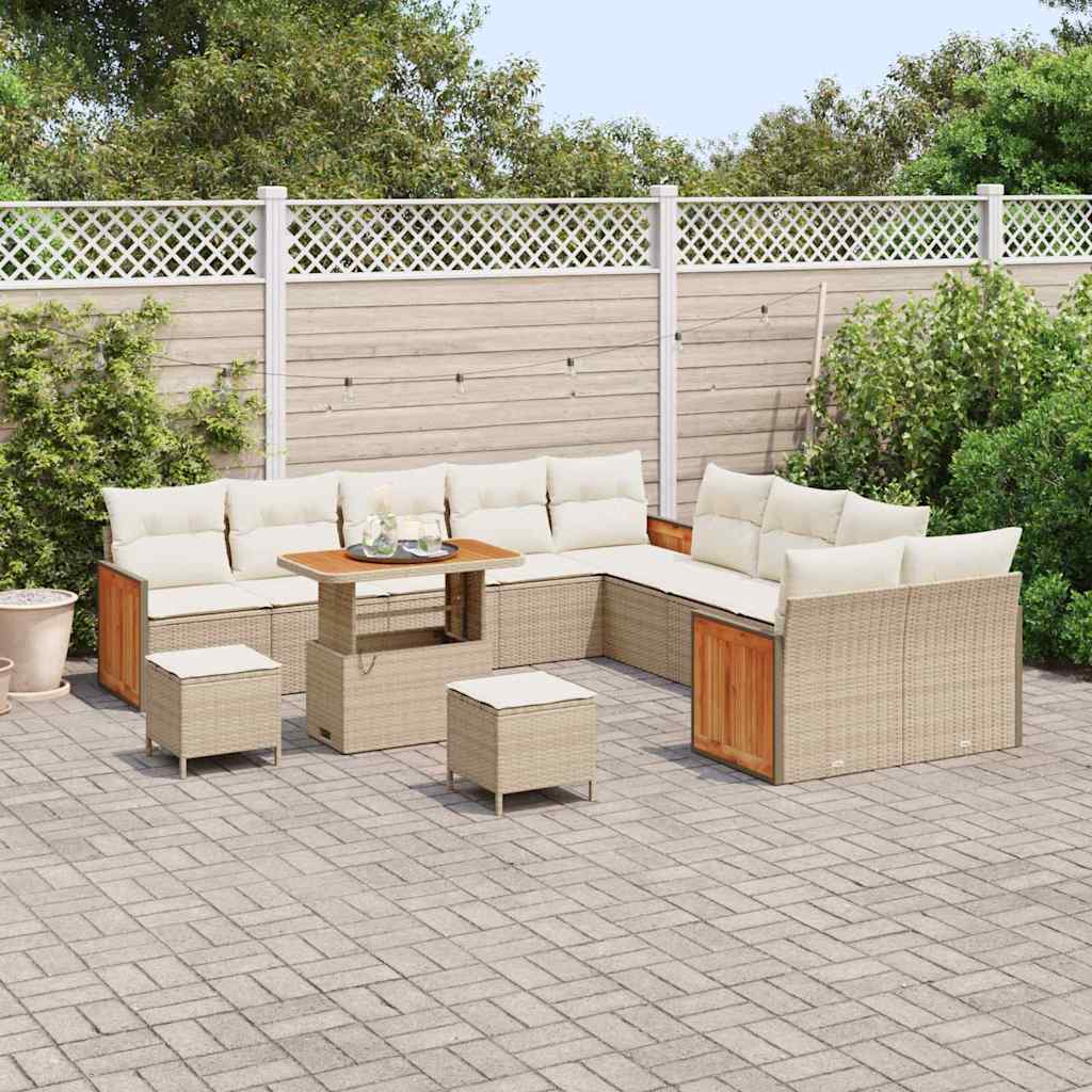 Havesofa Sæt 17 stk. 10-Antal sæder Beige og creme polyrattan