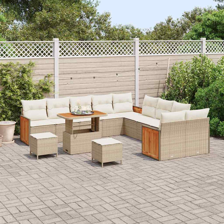 Havesofa Sæt 17 stk. 10-Antal sæder Beige og creme polyrattan