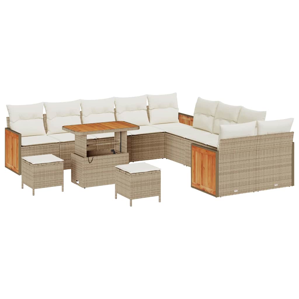 Havesofa Sæt 17 stk. 10-Antal sæder Beige og creme polyrattan