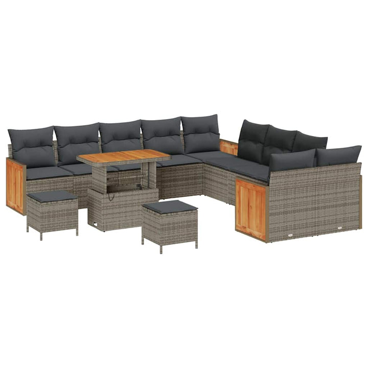 Havesofa Sæt med pude 13 pcs Grå polyrattan