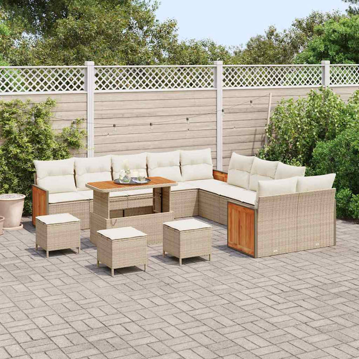 Havesofa Sæt med pude 18 pcs Beige og creme polyrattan