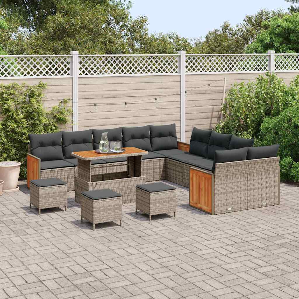 Havesofa Sæt med pude 18 pcs Grå polyrattan