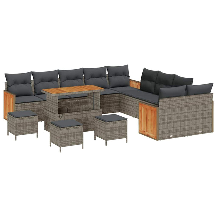 Havesofa Sæt med pude 18 pcs Grå polyrattan