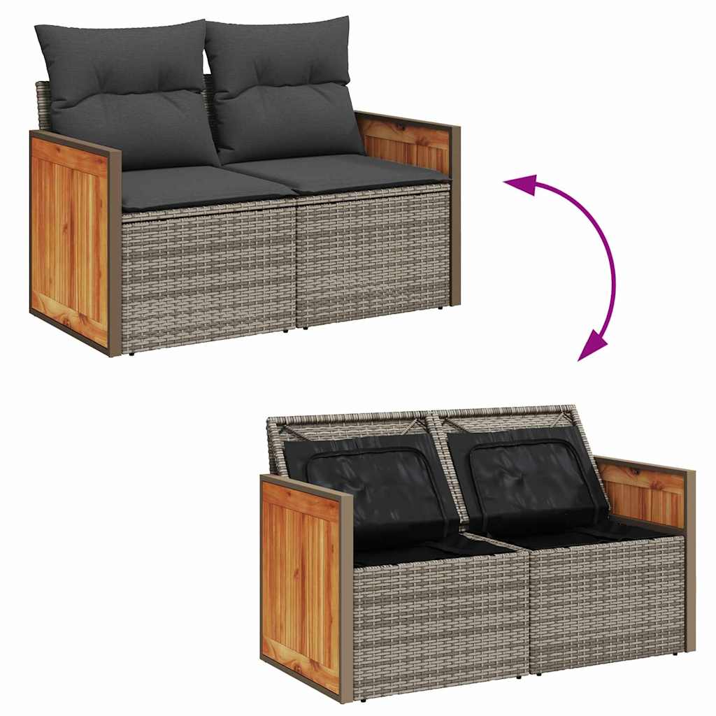 Havesofa Sæt med pude 18 pcs Grå polyrattan