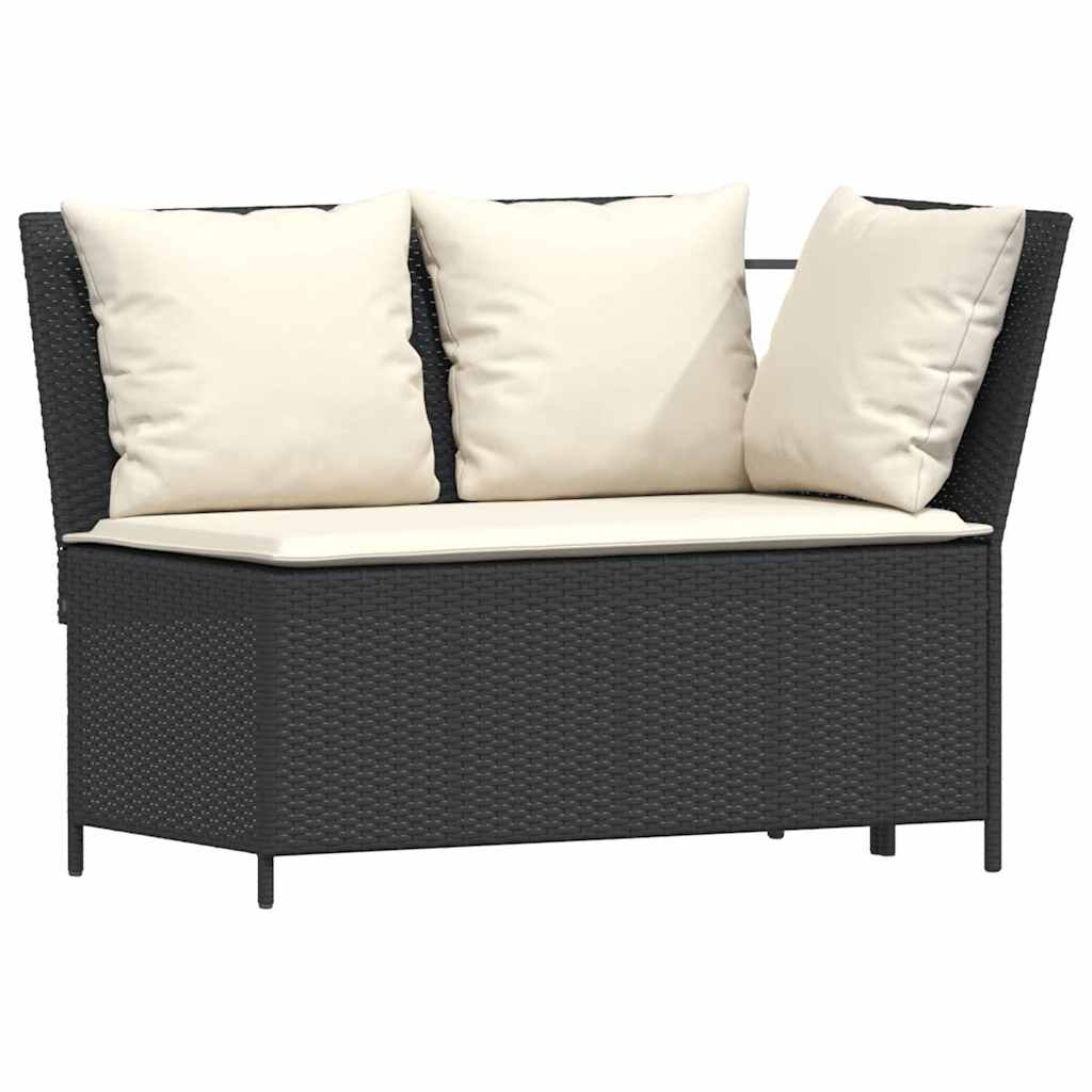 sofasæt til haven 4 dele med hynder L-formet polyrattan sort
