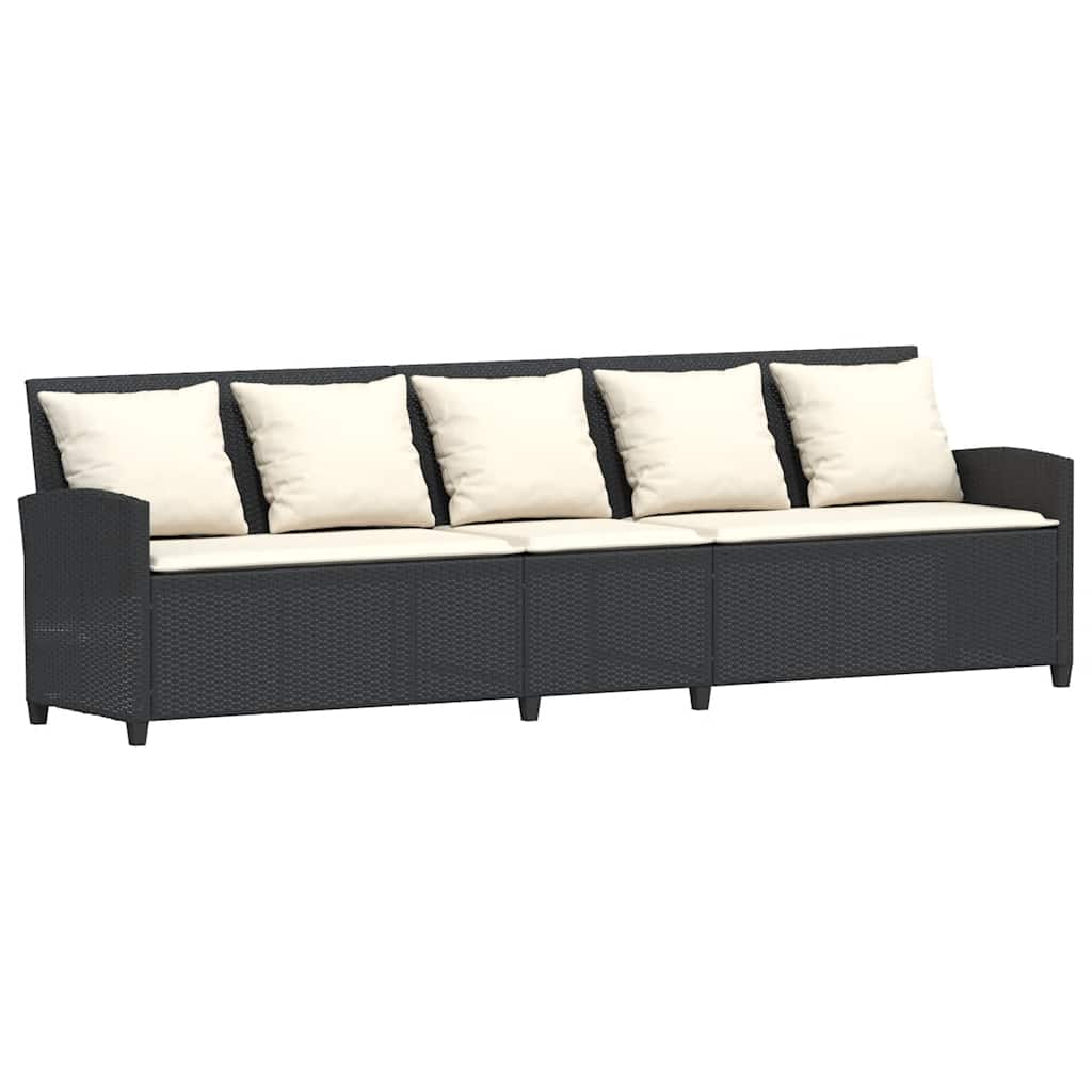 sofasæt til haven 4 dele med hynder L-formet polyrattan sort