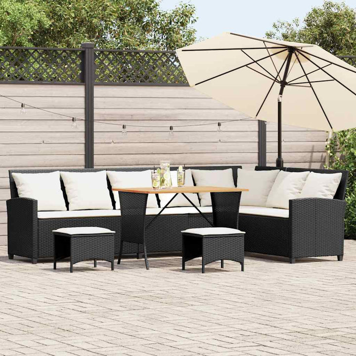 sofasæt til haven 4 dele med hynder L-formet polyrattan sort