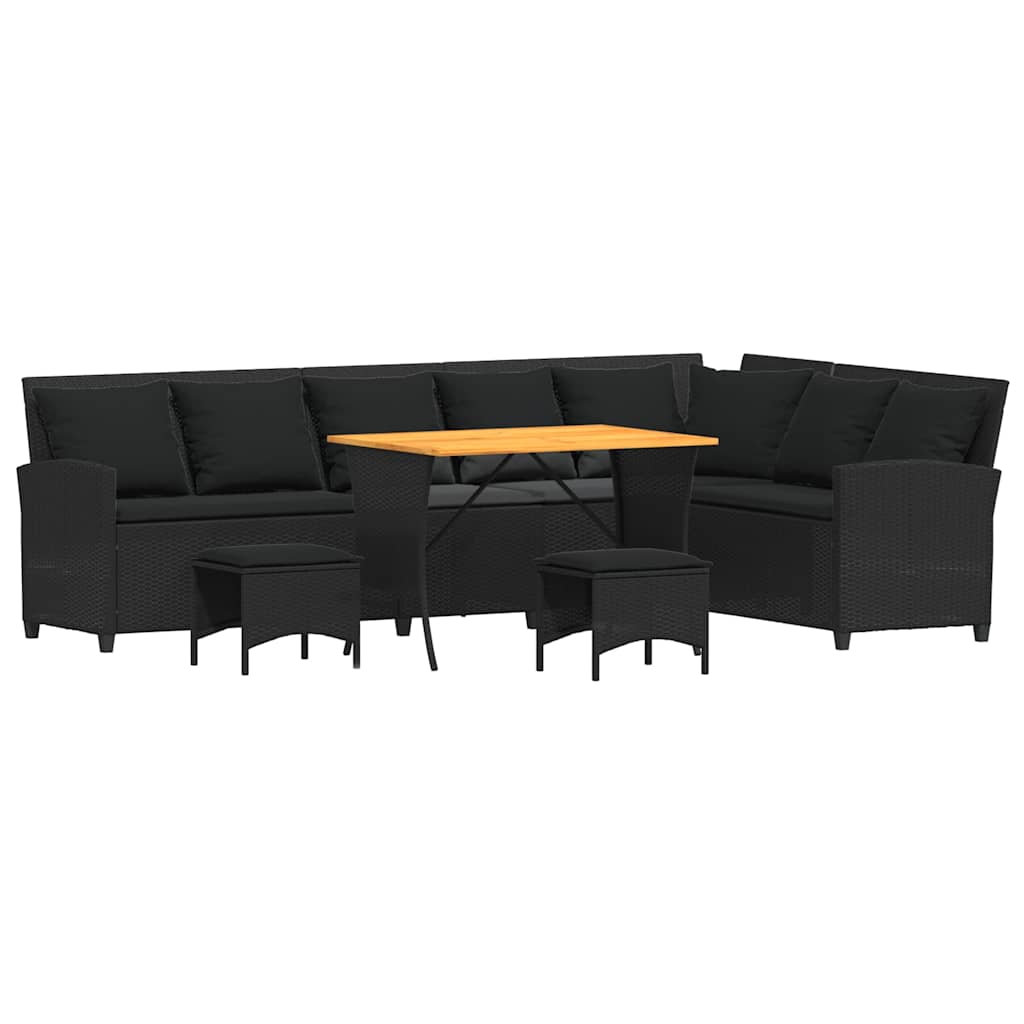 sofasæt til haven 4 dele med hynder L-formet polyrattan sort