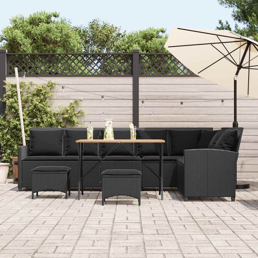 sofasæt til haven 4 dele med hynder L-formet polyrattan sort