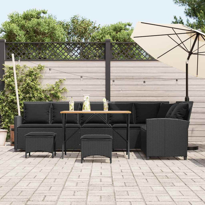 sofasæt til haven 4 dele med hynder L-formet polyrattan sort