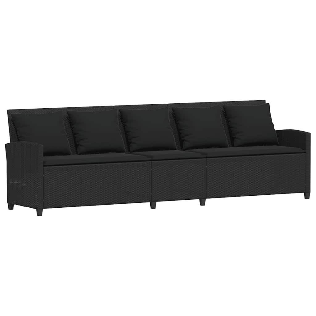 sofasæt til haven 4 dele med hynder L-formet polyrattan sort