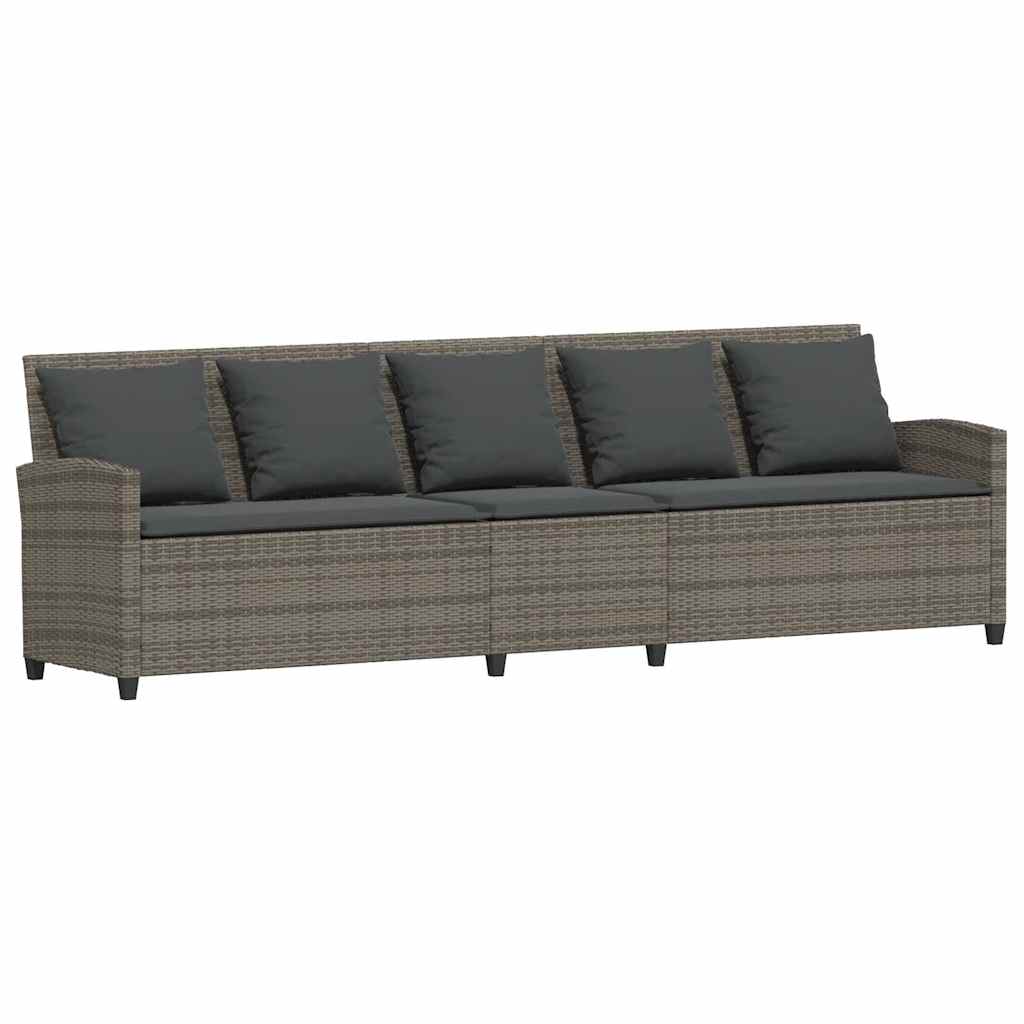 sofasæt til haven 4 dele med hynder L-formet polyrattan grå